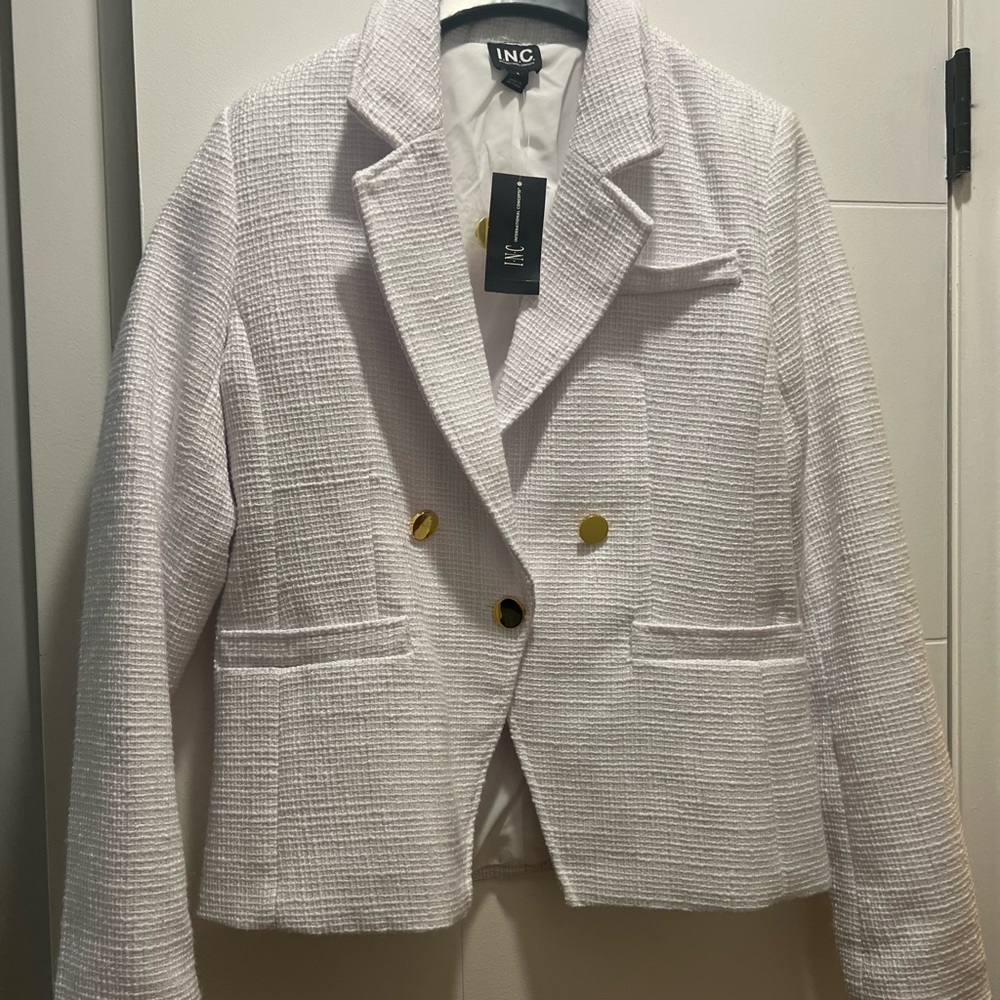 INC International Concepts Women's Cream Textured Blazer
